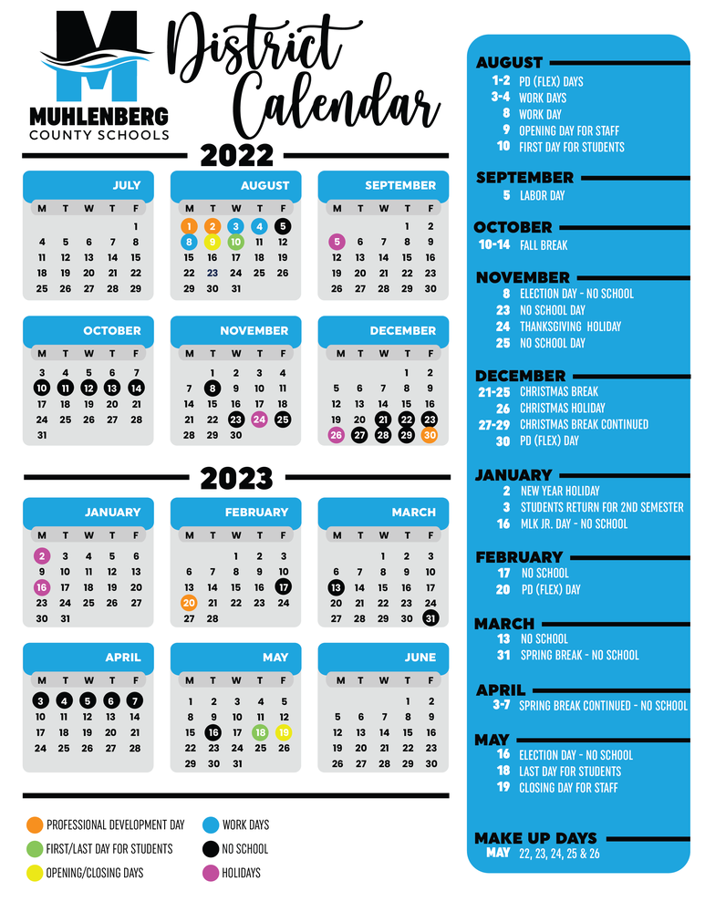 District Calendar Muhlenberg County Public Schools