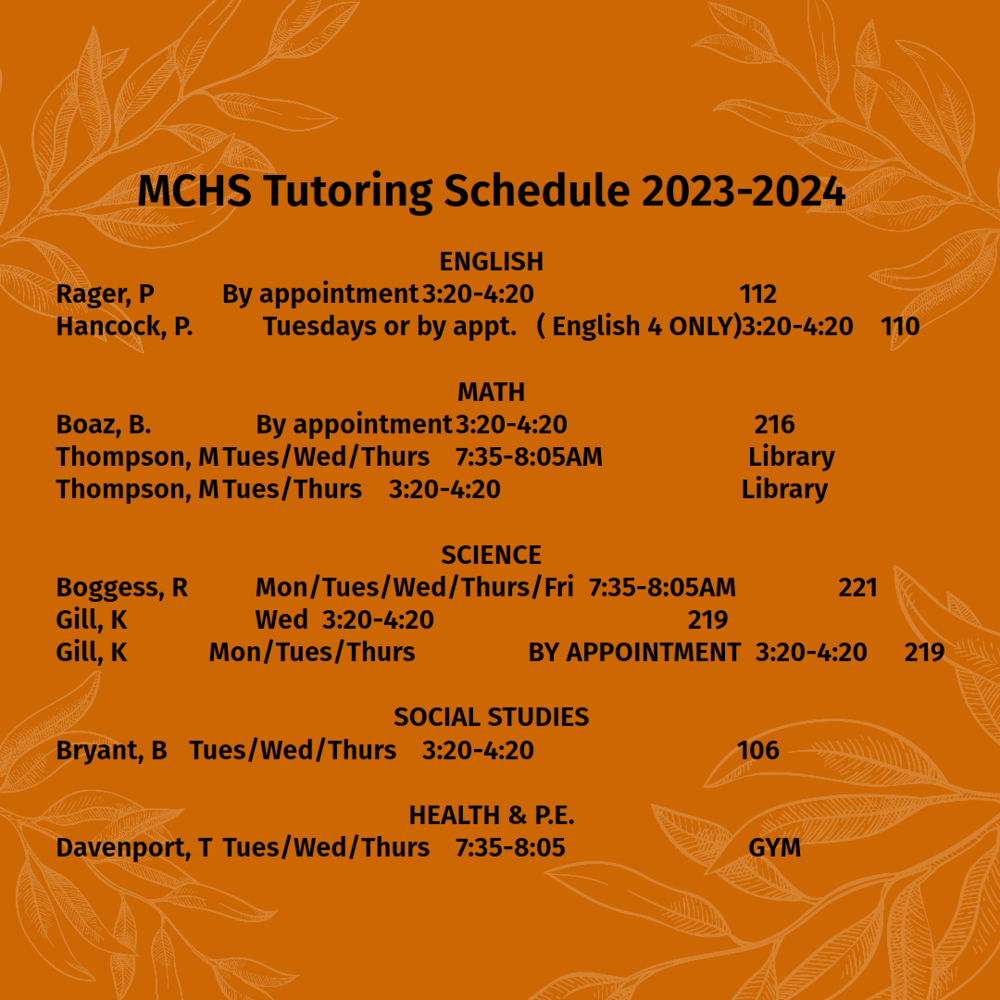 Tutoring is Now Available Muhlenberg County High