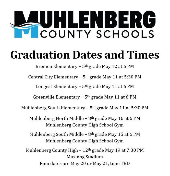 Muhlenberg County Schools Graduation Dates/Times Muhlenberg County